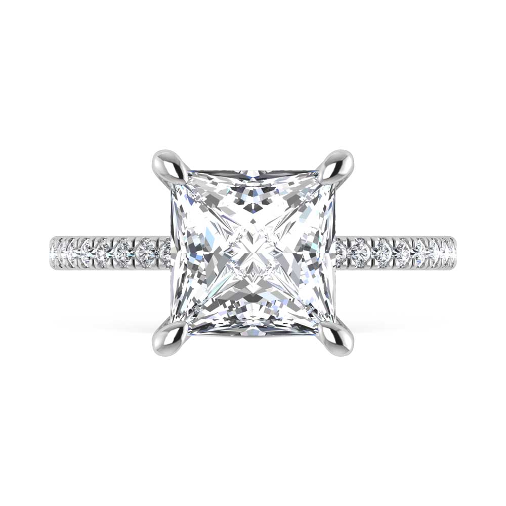 14K White Gold Labgrown Diamond 2 1/3 Ct.Tw. Princess Shape Engagement Ring