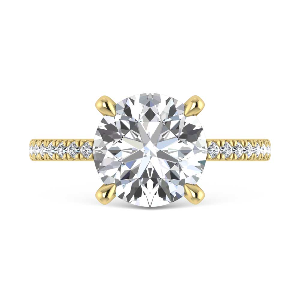 14K Yellow Gold Labgrown Diamond 3 3/8 Ct.Tw. Round Shape Engagement Ring