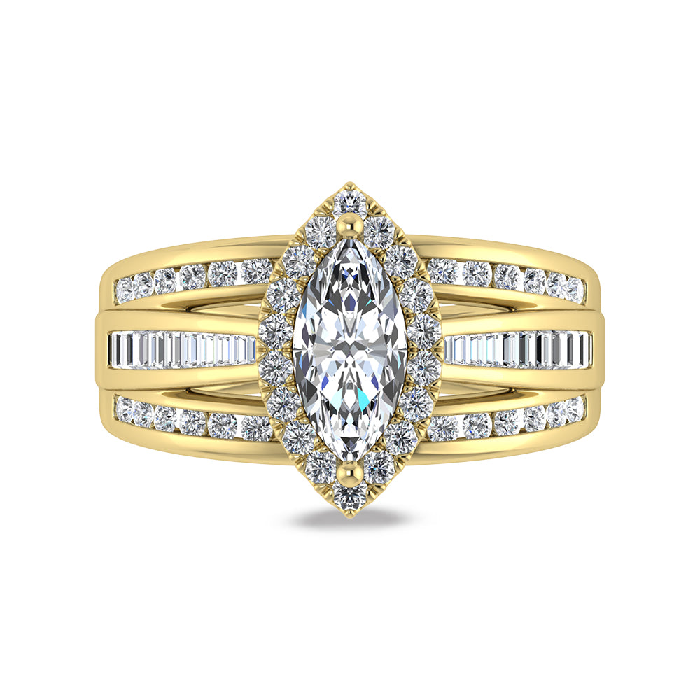 14K Yellow Gold Labgrown Diamond 1 3/4 Ct.Tw. Marquise Shape Engagement Ring (Center 1ctw)