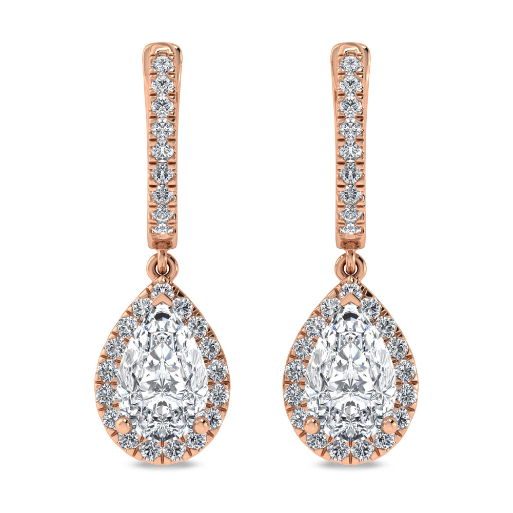 14K Rose Gold Labgrown Diamond 2 1/2 Ct.Tw. Dangler Earrings