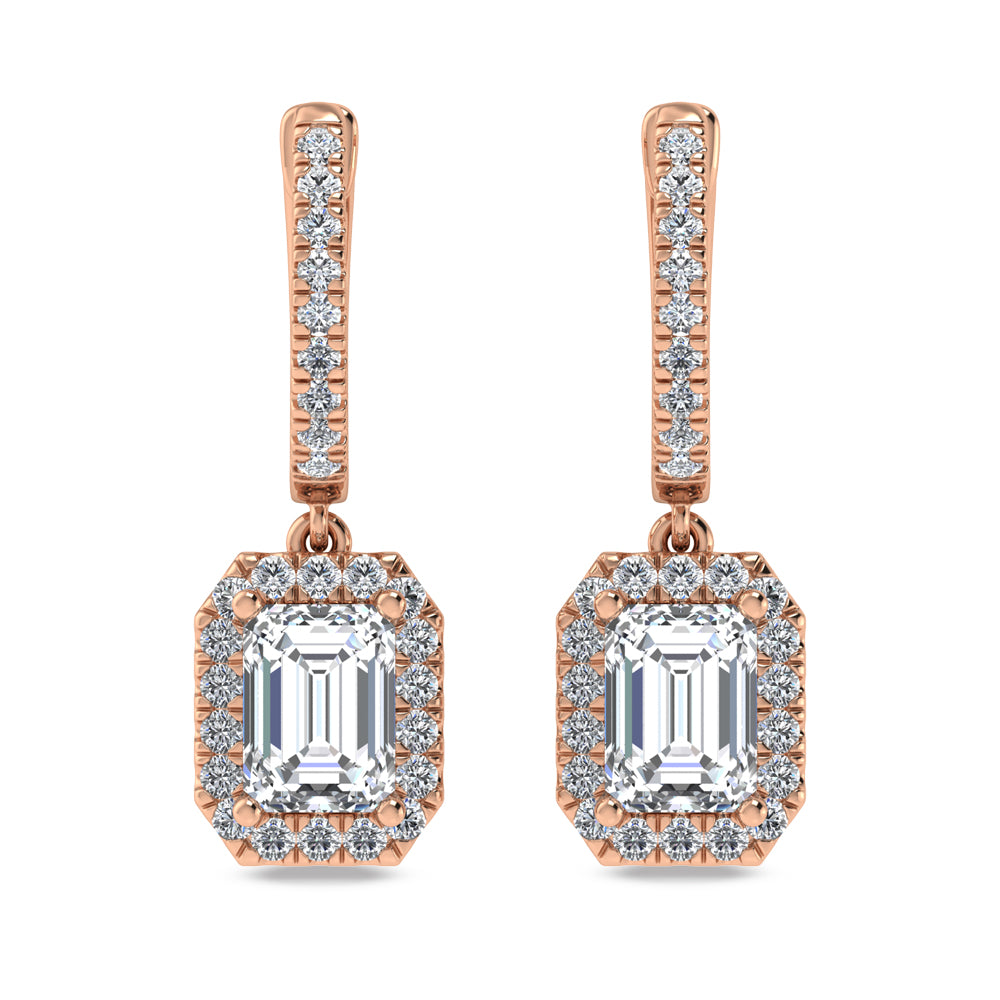 14K Rose Gold Labgrown Diamond 2 1/2 Ct.Tw. Dangler Earrings