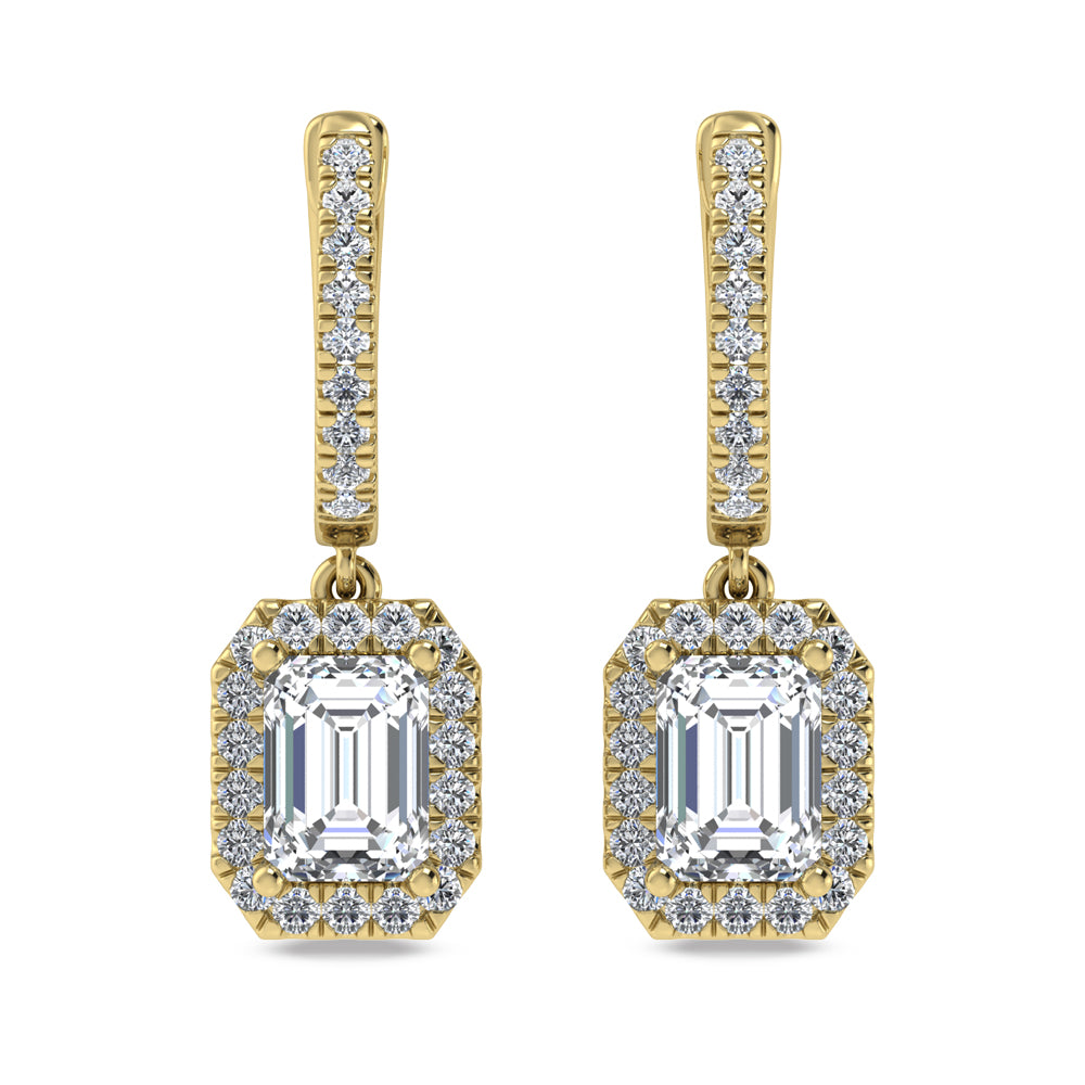 14K Yellow Gold Labgrown Diamond 2 1/2 Ct.Tw. Dangler Earrings