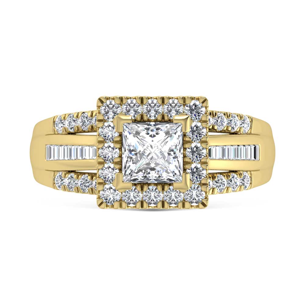 10K Yellow Gold Lab Grown Diamond 1 7/8 Ct.Tw. Princess Shape Engagement Ring (Center 2CT)