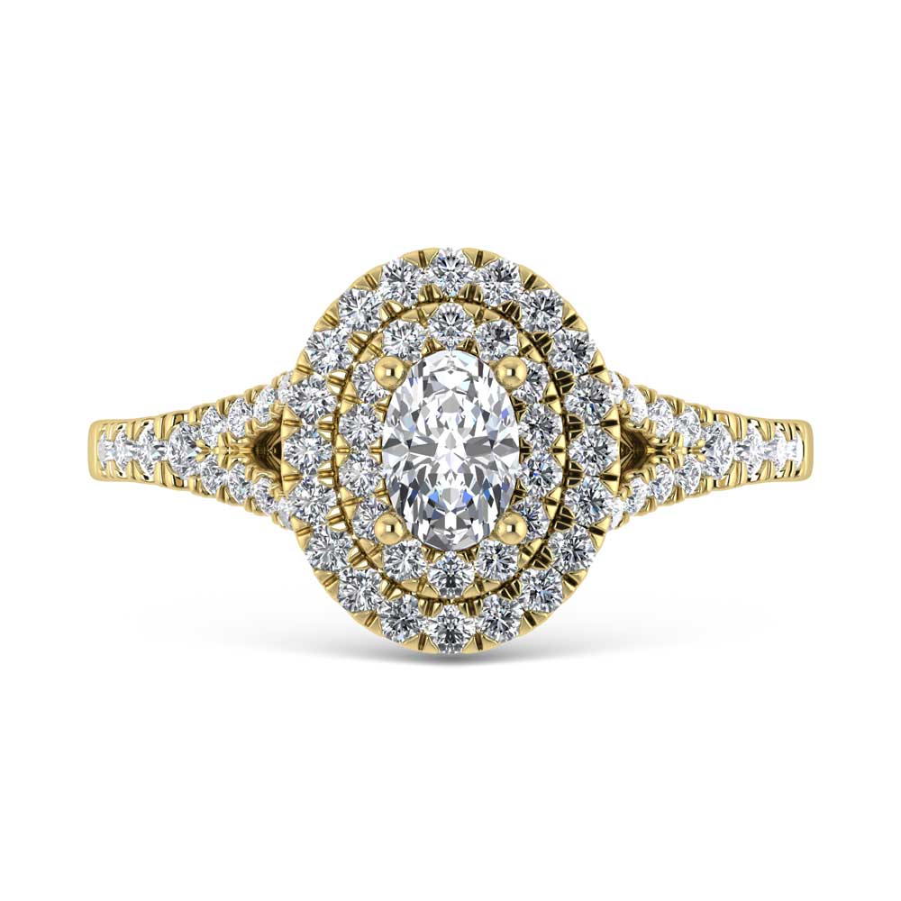 14K Yellow Gold Lab Grown Diamond 1 ct.tw. Oval Shape Halo Engagement Ring (1/2 ctw Center)