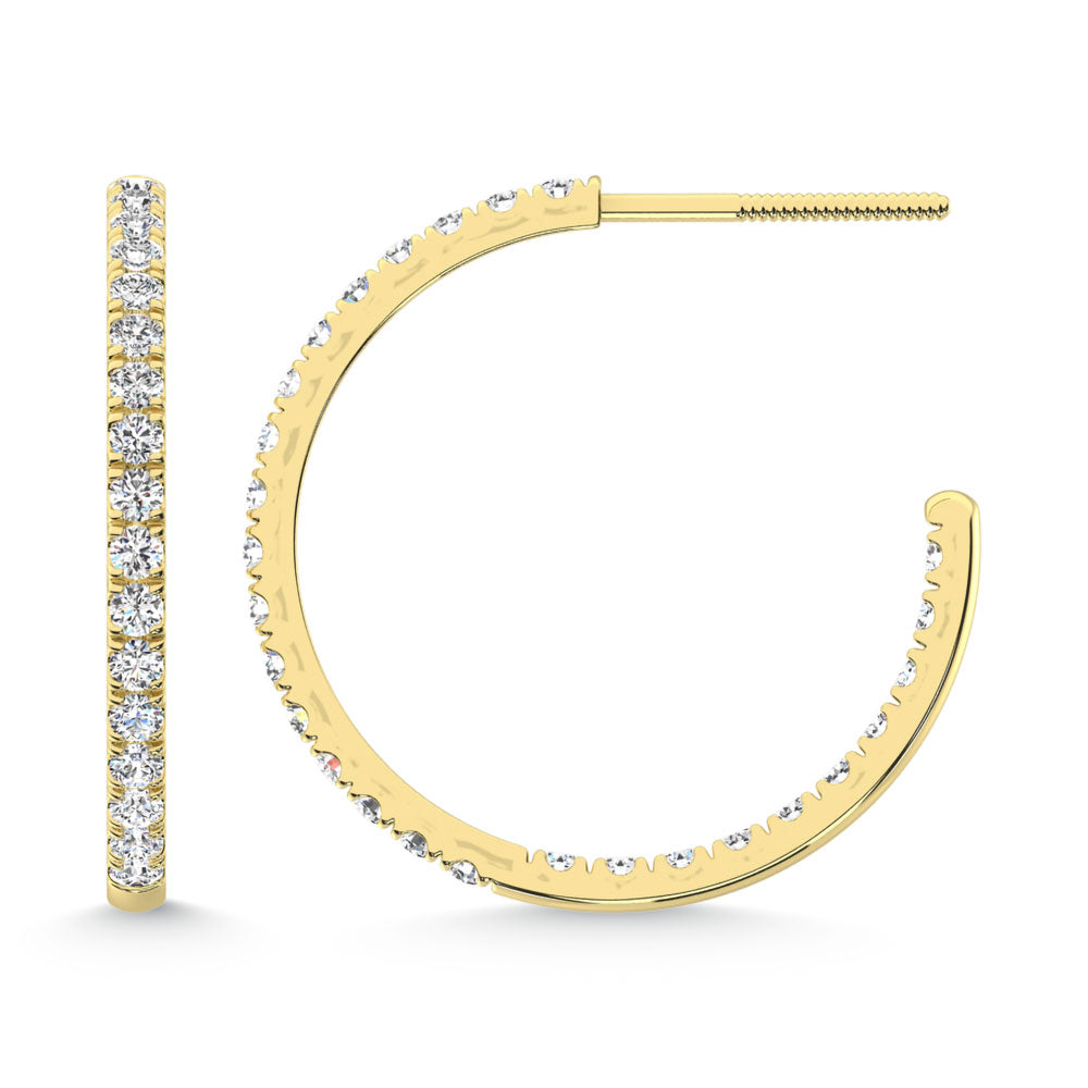 14K Yellow Gold Labgrown Diamond 1 Ct.Tw. Hoop Earrings