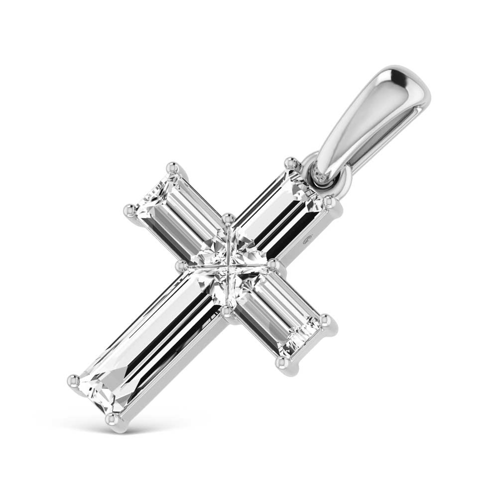 14K White Gold  1/3 Ct.Tw. Lab Grown Diamond Cross Pendant