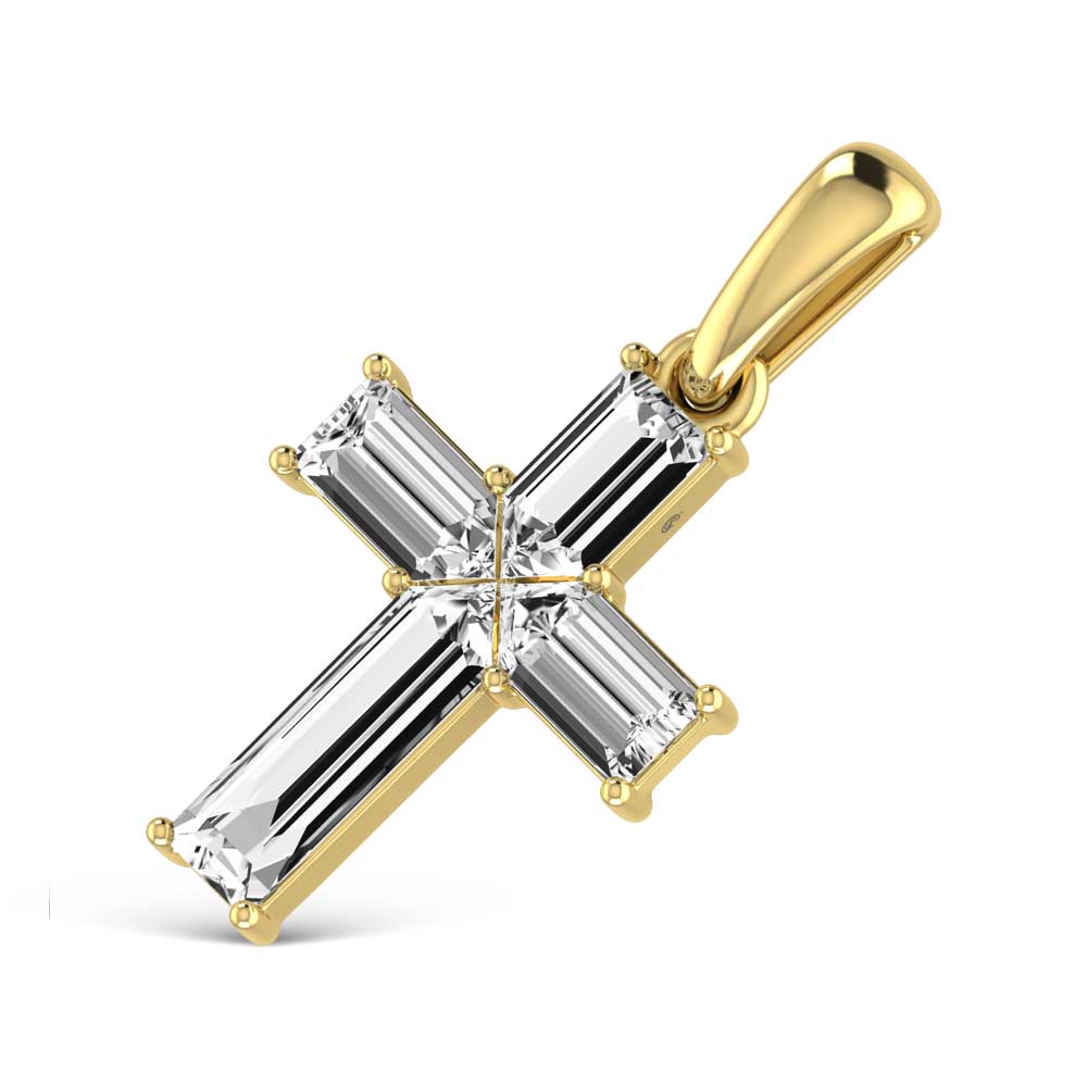 14K Yellow Gold  1/3 Ct.Tw. Lab Grown Diamond Cross Pendant