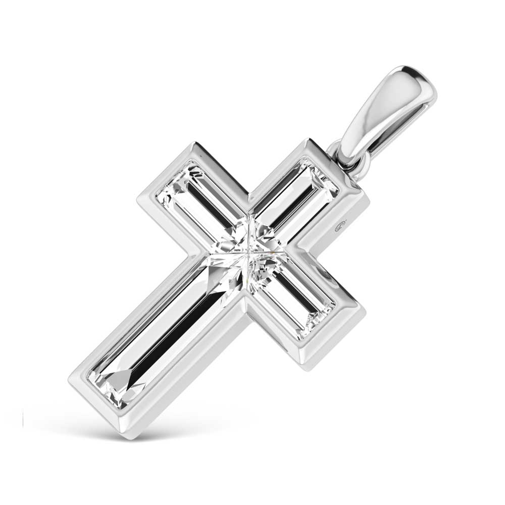 14K White Gold  3/4 Ct.Tw. Lab Grown Diamond Cross Pendant