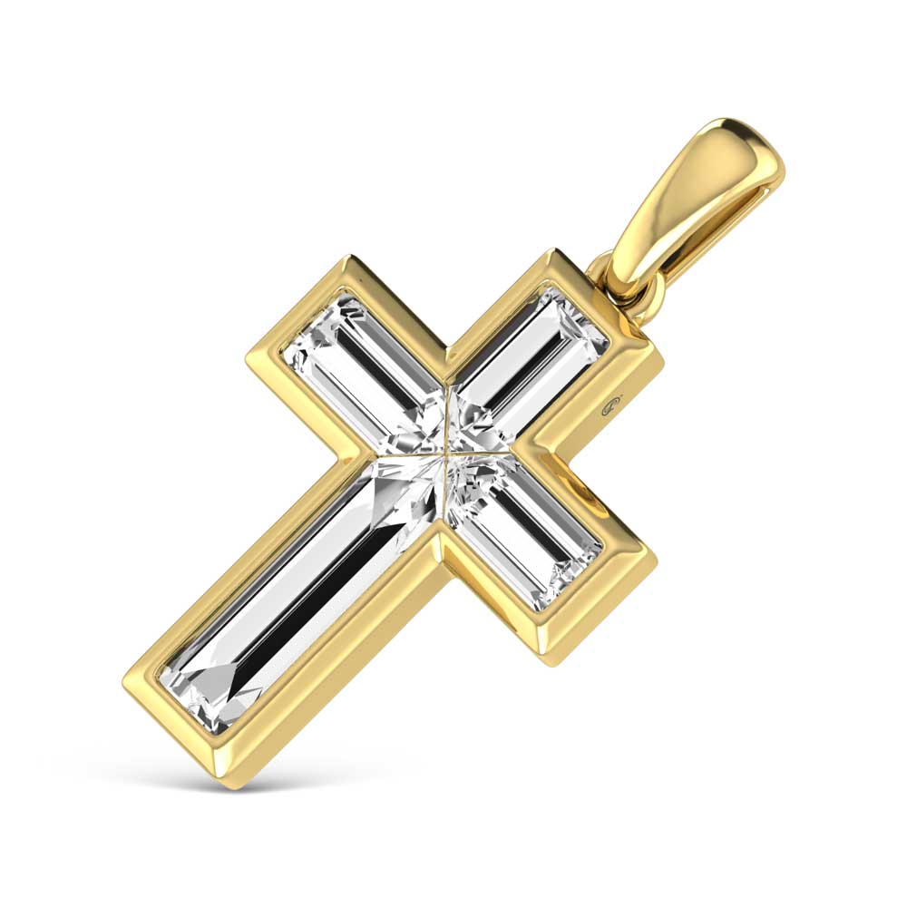 14K Yellow Gold  3/4 Ct.Tw. Lab Grown Diamond Cross Pendant