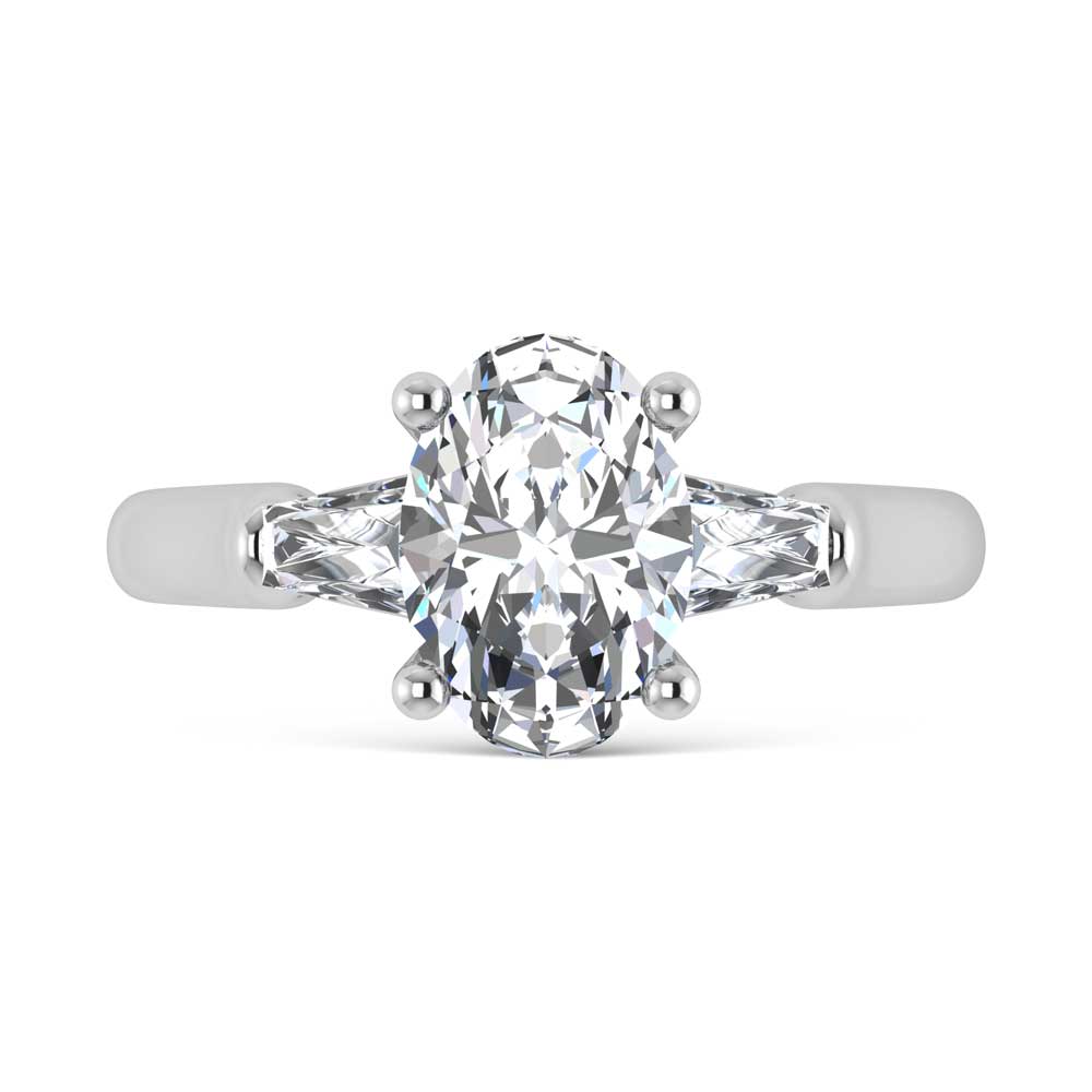 14K White Gold Lab Grown Diamond 2 3/4 Ct.Tw. Oval Shape Three Stone Engagement Ring