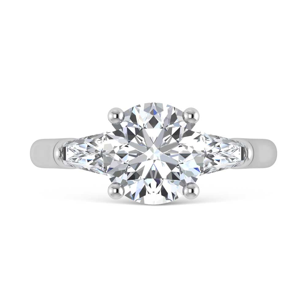 14K White Gold Lab Grown Diamond 2 3/4 Ct.Tw. Round Shape Three Stone Engagement Ring