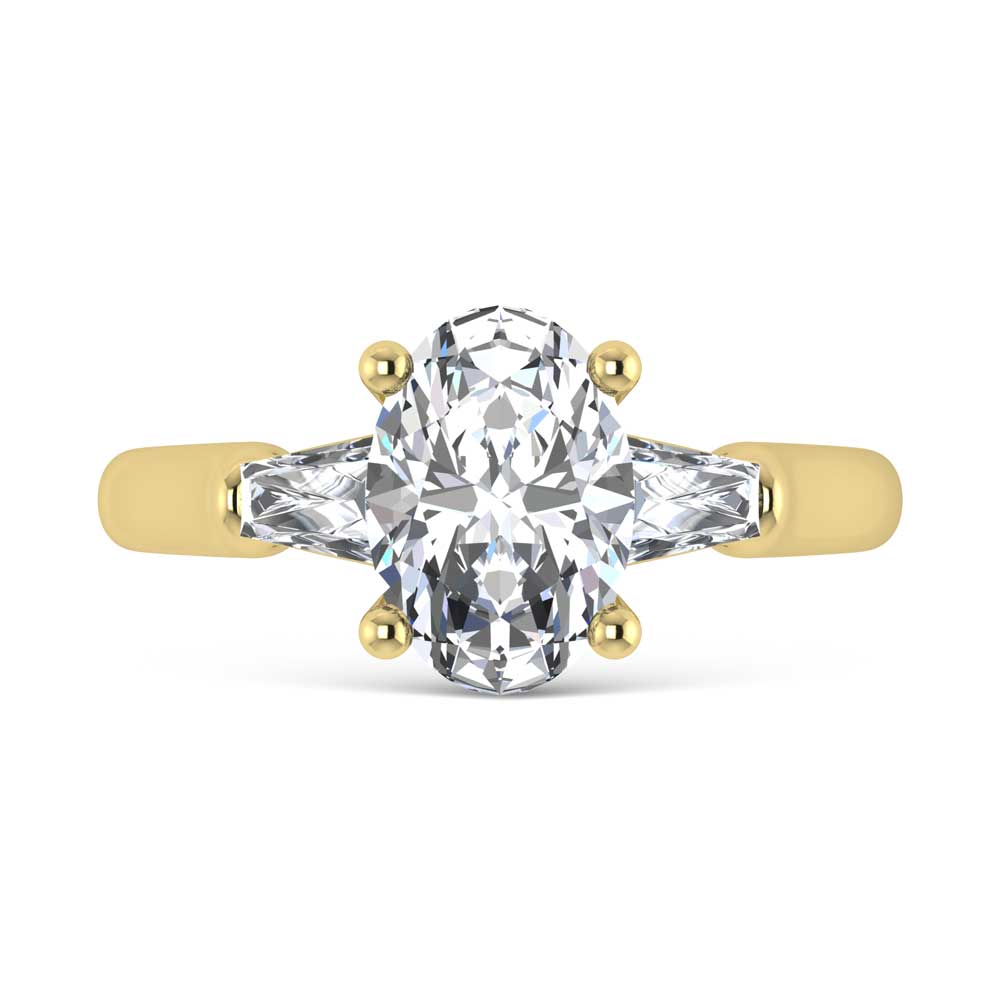 14K Yellow Gold Lab Grown Diamond 2 3/4 Ct.Tw. Oval Shape Three Stone Engagement Ring