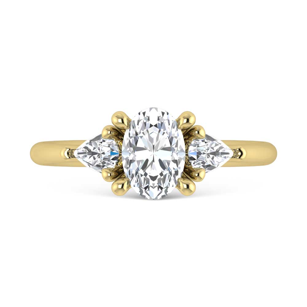 14K Yellow Gold Lab Grown Diamond 1 3/8 Ct.Tw. Oval Shape Three Stone Engagement Ring