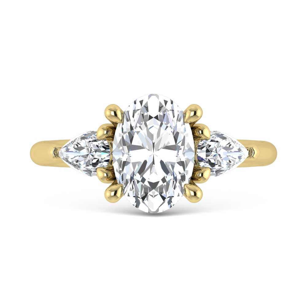 14K Yellow Gold Lab Grown Diamond 2 5/8 Ct.Tw. Oval Shape Three Stone Engagement Ring