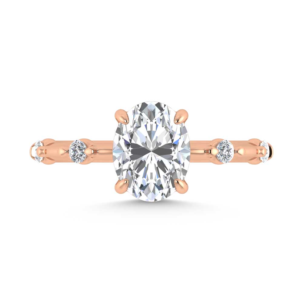 14K Rose Gold Lab Grown Diamond 2 1/6 Ct.Tw. Oval Shape Engagement Ring