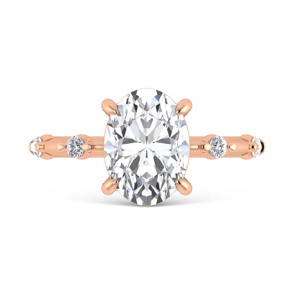 14K Rose Gold Lab Grown Diamond 3 1/6 Ct.Tw. Oval Shape Engagement Ring