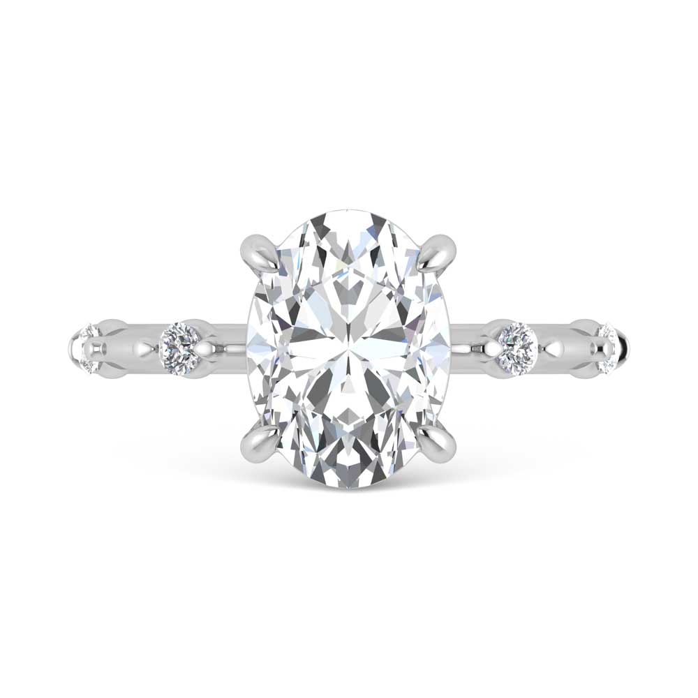 14K White Gold Lab Grown Diamond 3 1/6 Ct.Tw. Oval Shape Engagement Ring