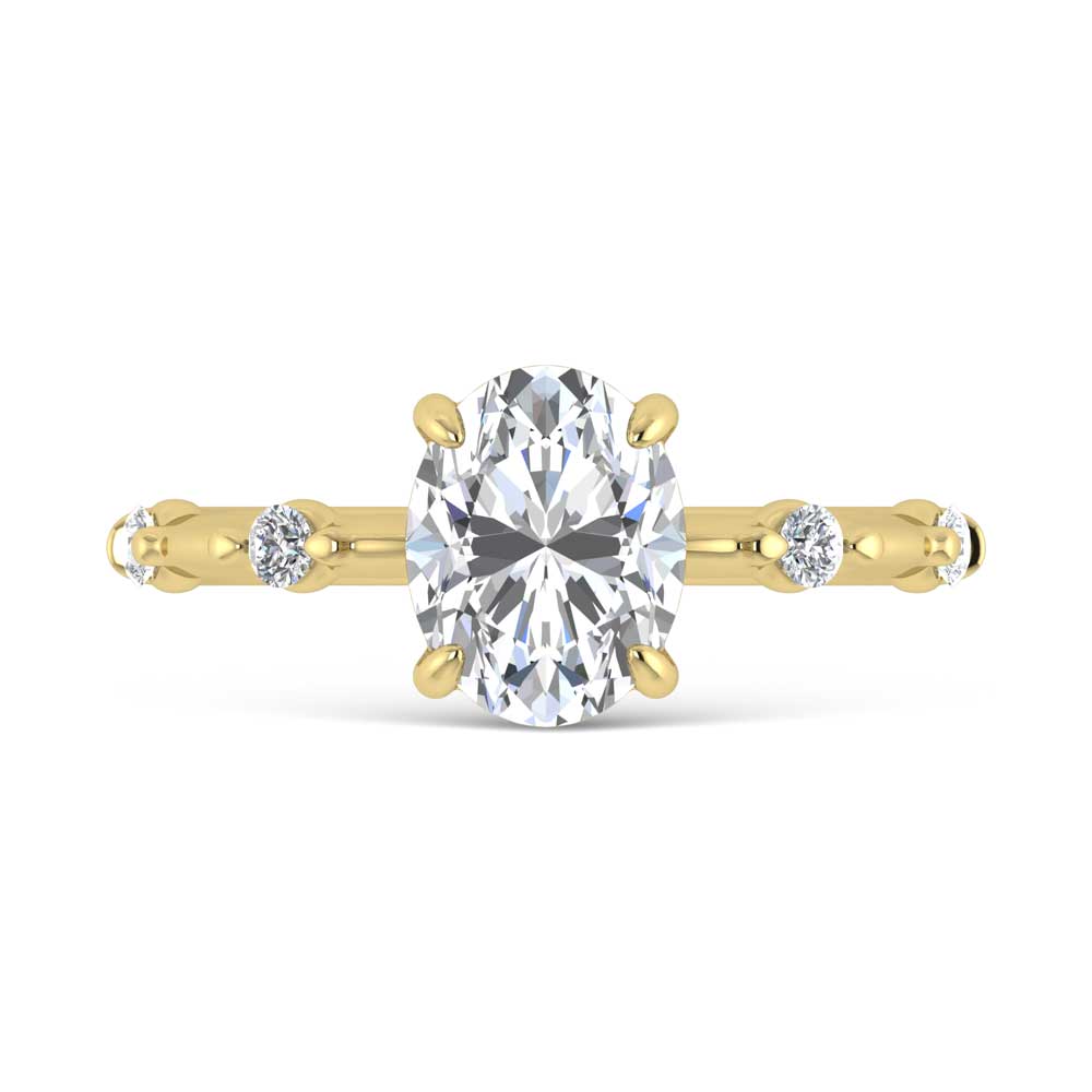 14K Yellow Gold Lab Grown Diamond 2 1/6 Ct.Tw. Oval Shape Engagement Ring