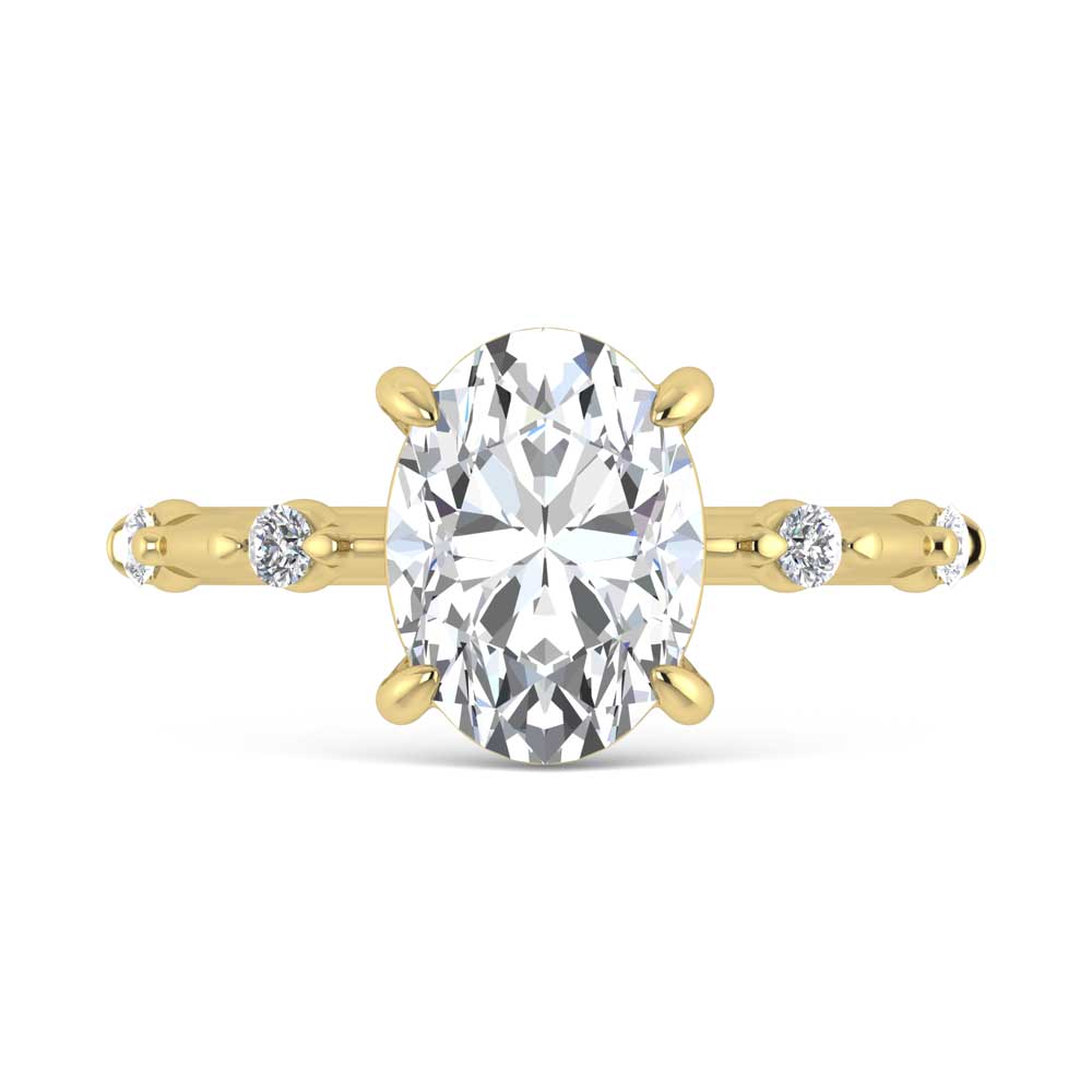 14K Yellow Gold Lab Grown Diamond 3 1/6 Ct.Tw. Oval Shape Engagement Ring