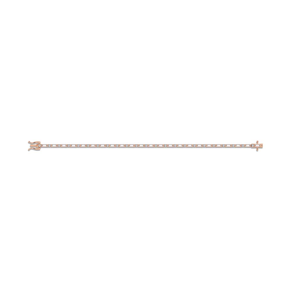 14K Rose Gold Round & Baguette Lab Grown Diamond 3 Ct.Tw. Tennies Bracelet