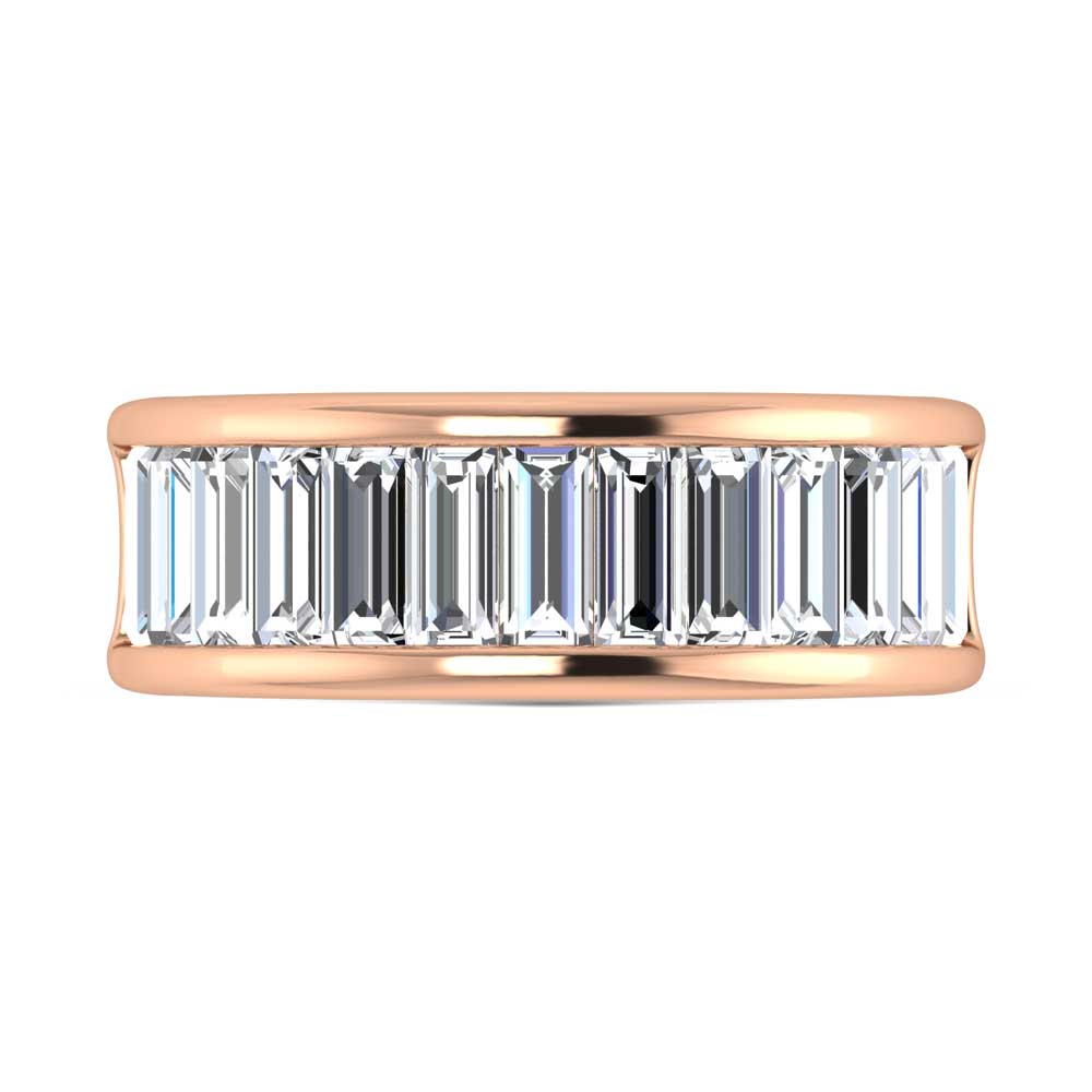 14K Rose Gold Lab Grown Diamond 2 7/8 Ct.Tw. Slim Baguette Mens Ring