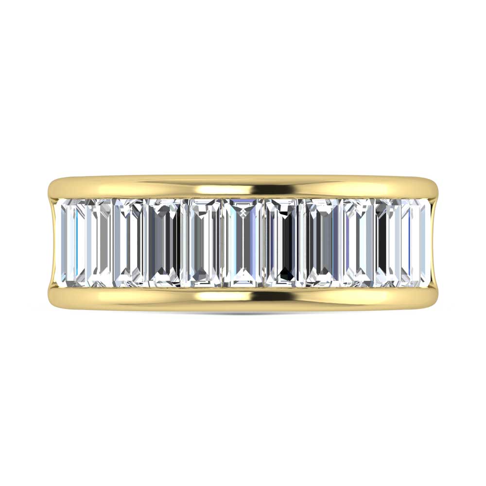 14K Yellow Gold Lab Grown Diamond 2 7/8 Ct.Tw. Slim Baguette Mens Ring