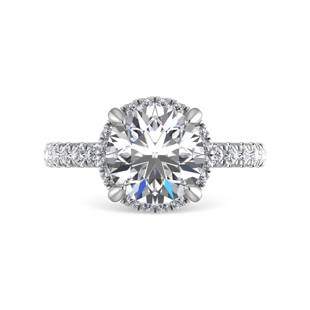 14K White Gold Lab Grown Diamond 3 1/2 Ct.Tw. Round Shape Engagement Ring