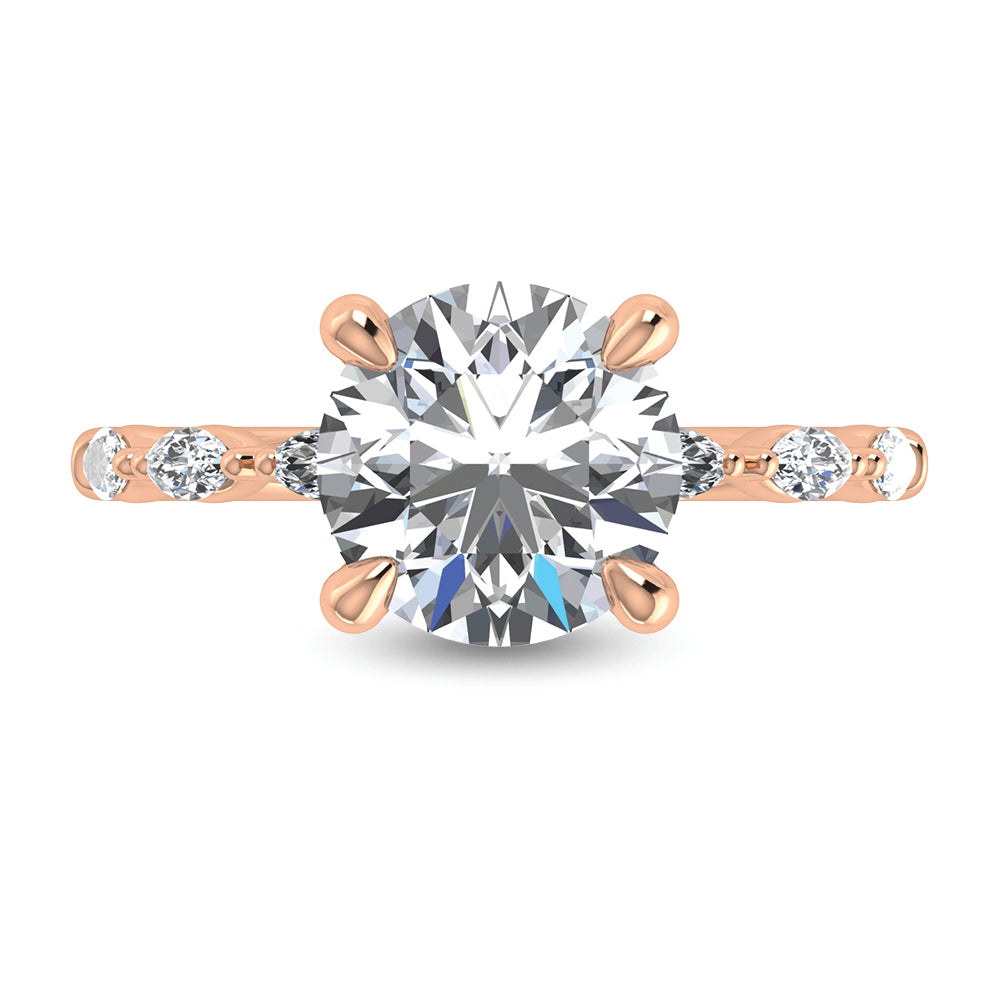 14K Rose Gold Lab Grown Diamond 2 1/4 Ct.Tw. Engagement Ring (Center Round)