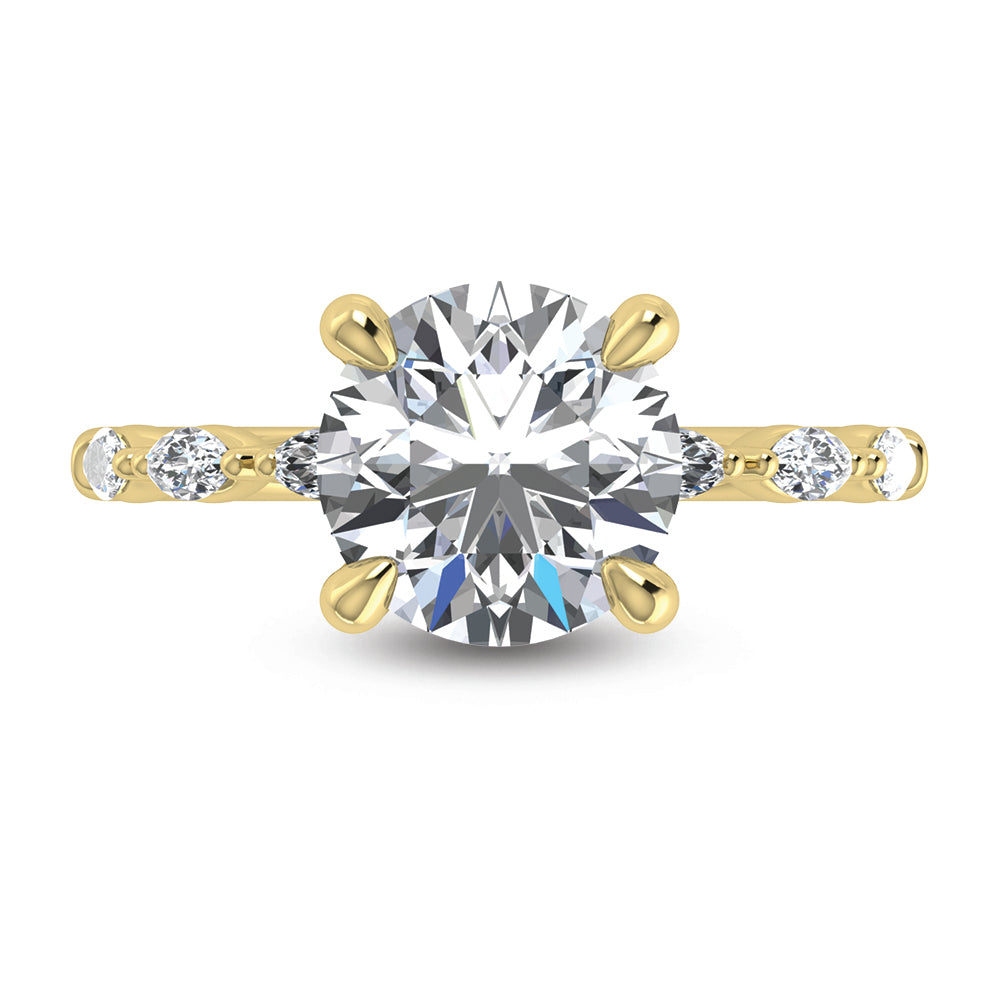 14K Yellow Gold Lab Grown Diamond 2 1/4 Ct.Tw. Engagement Ring (Center Round)