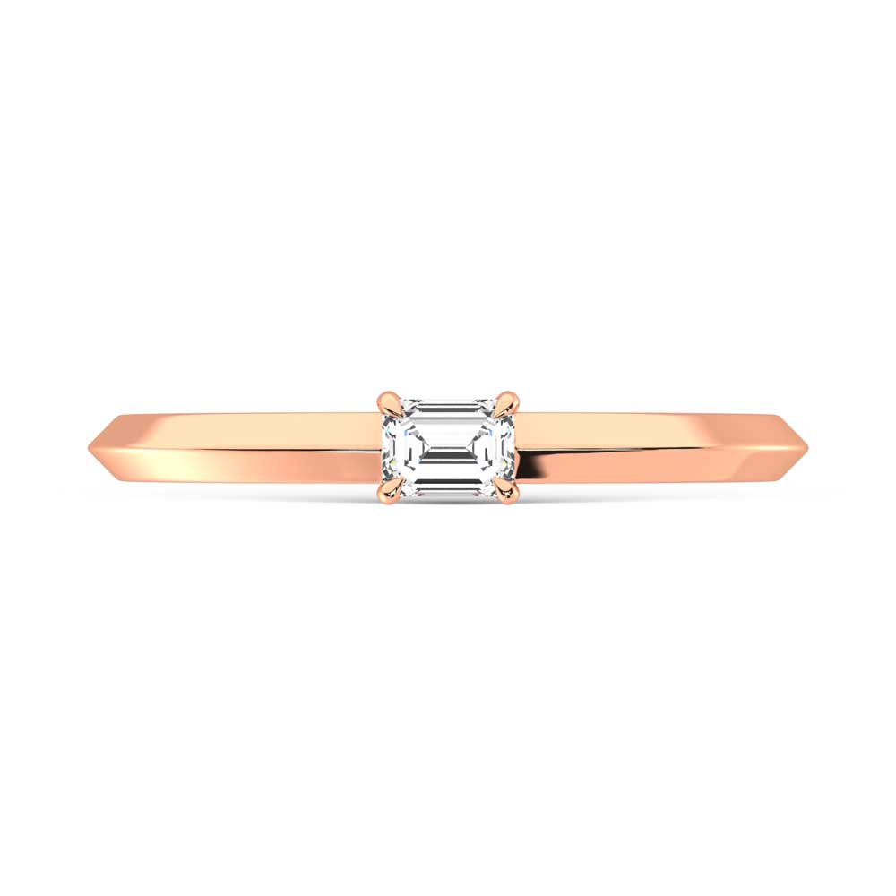 14K Rose Gold Lab Grown Diamond 1/4 Ct.Tw. Emerald Shape Promise Ring