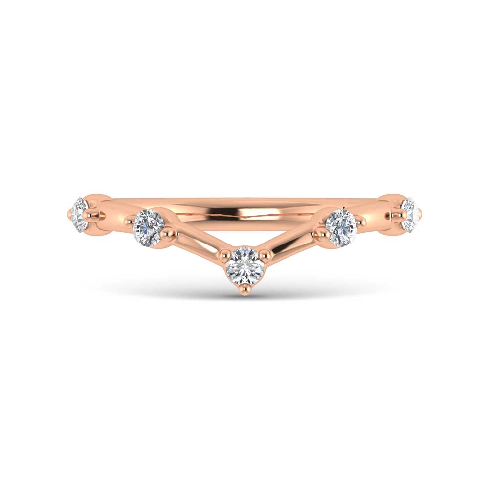 14K Rose Gold Lab Grown Diamond 1/6 Ct.Tw. Chevron Band