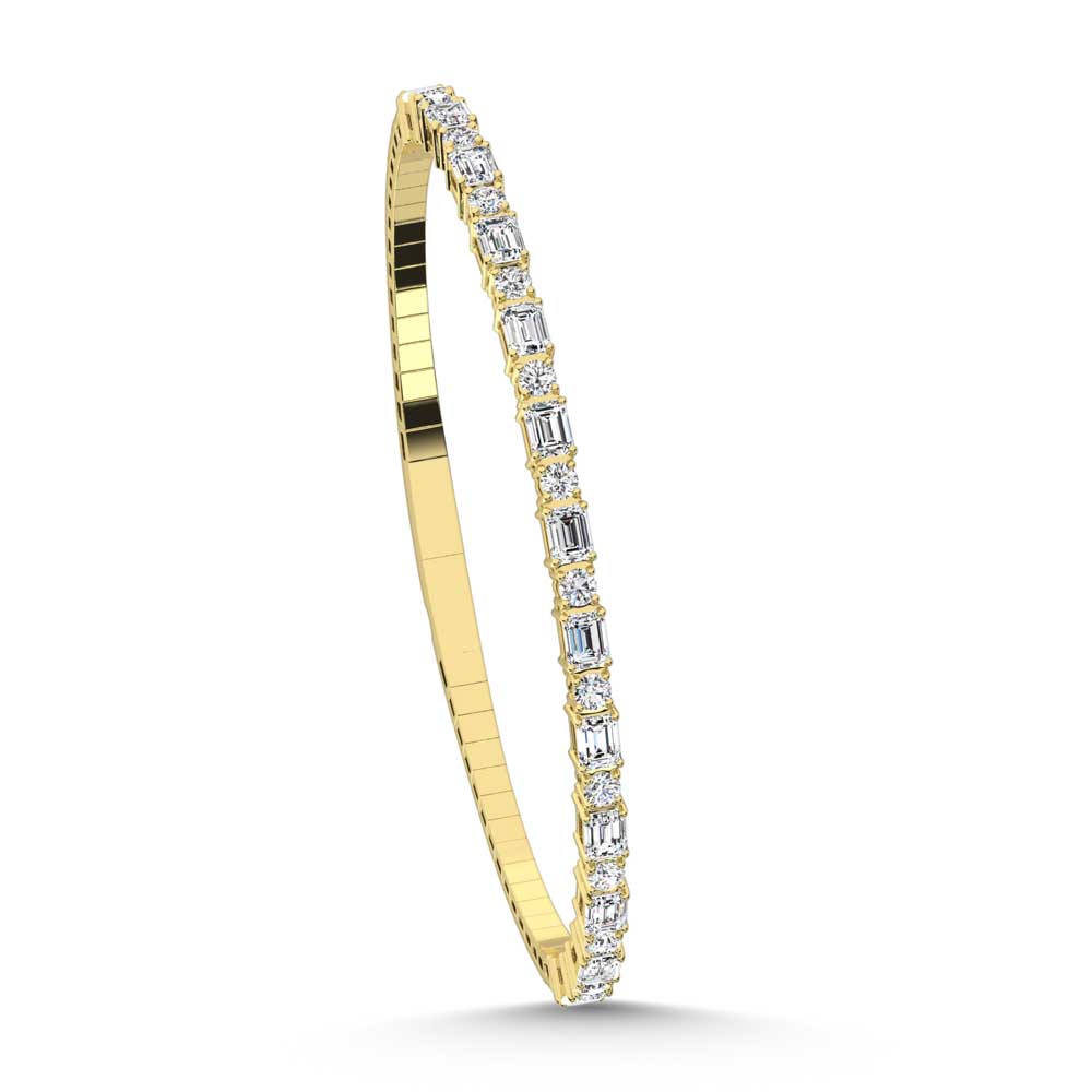 14K Yellow Gold Lab Grown Diamond 3 Ct.Tw. Marquise and Round Shape Bangle