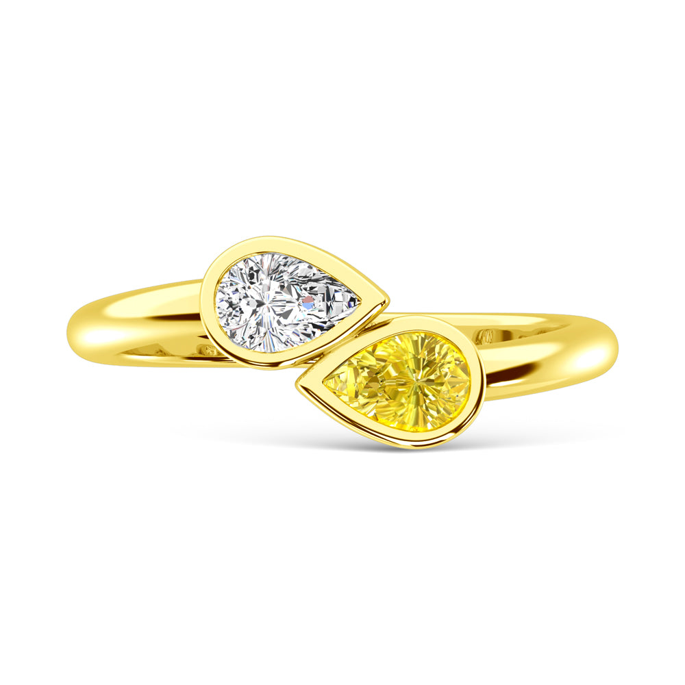 14K Yellow Gold Lab Grown Yellow Diamond 1/4 Ct.Tw. Pear Shape Ring