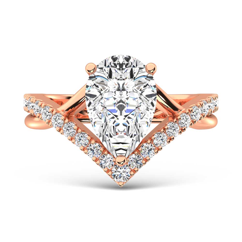 14K Rose Gold Lab Grown Diamond 3 1/3 Ct.Tw. Pear Shape Ring