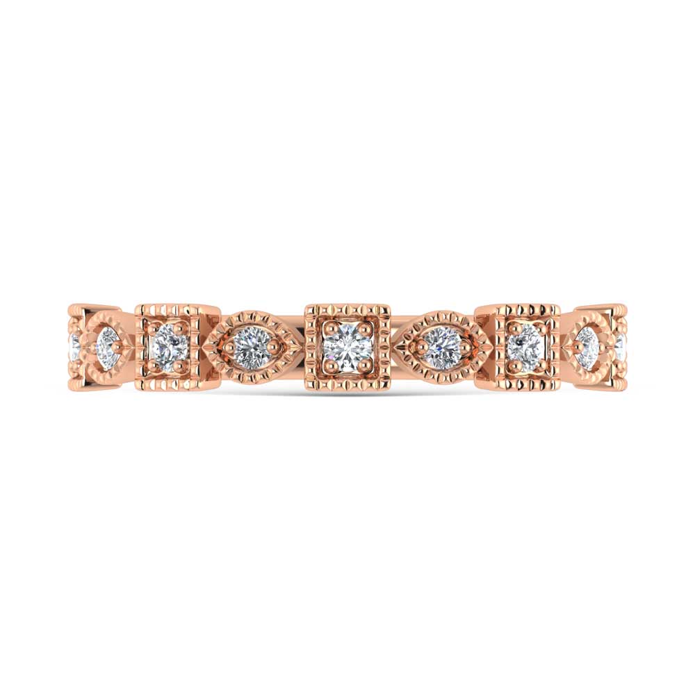 14K Rose Gold Lab Grown Diamond 1/6 Ct.Tw. Stack Band