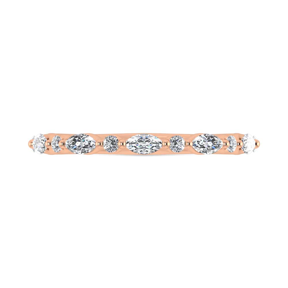 14K Rose Gold Lab Grown Diamond 1/4 Ct.Tw. Marquise and Round Stackable Band