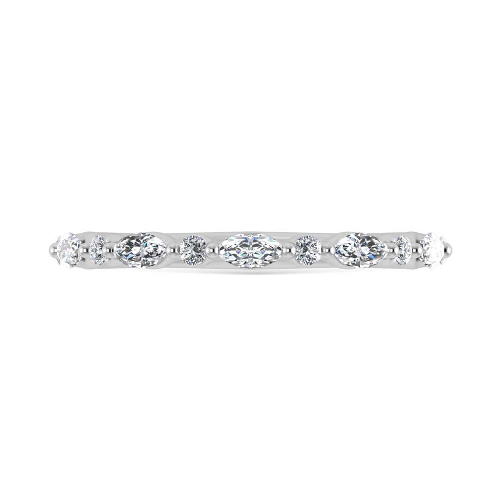 14K White Gold Lab Grown Diamond 1/4 Ct.Tw. Marquise and Round Stackable Band