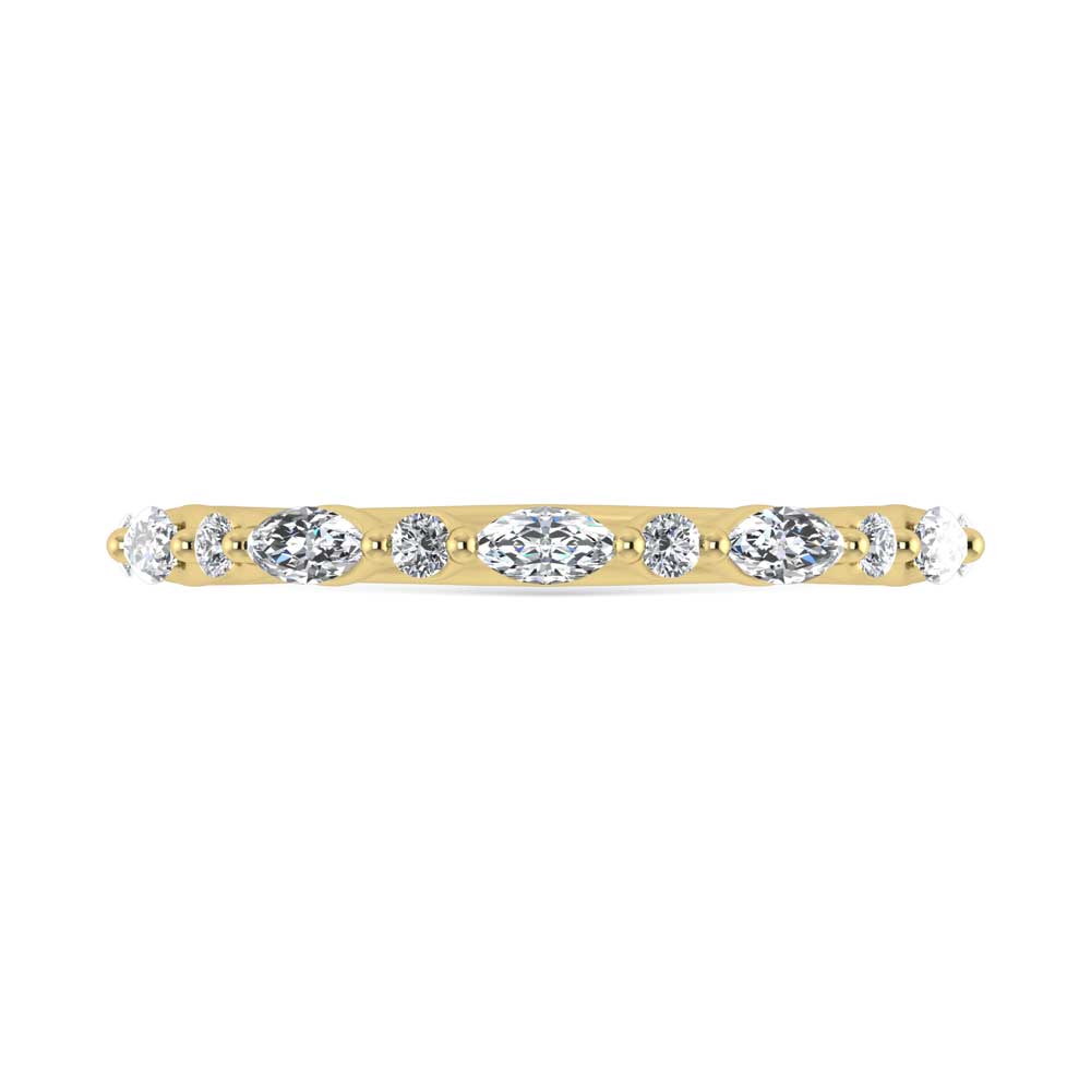 14K Yellow Gold Lab Grown Diamond 1/4 Ct.Tw. Marquise and Round Stackable Band