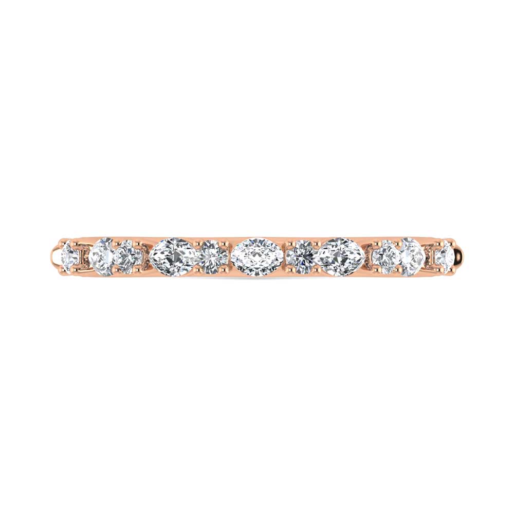 14K Rose Gold Lab Grown Diamond 5/8 Ct.Tw. Marquise and Round Stackable Band