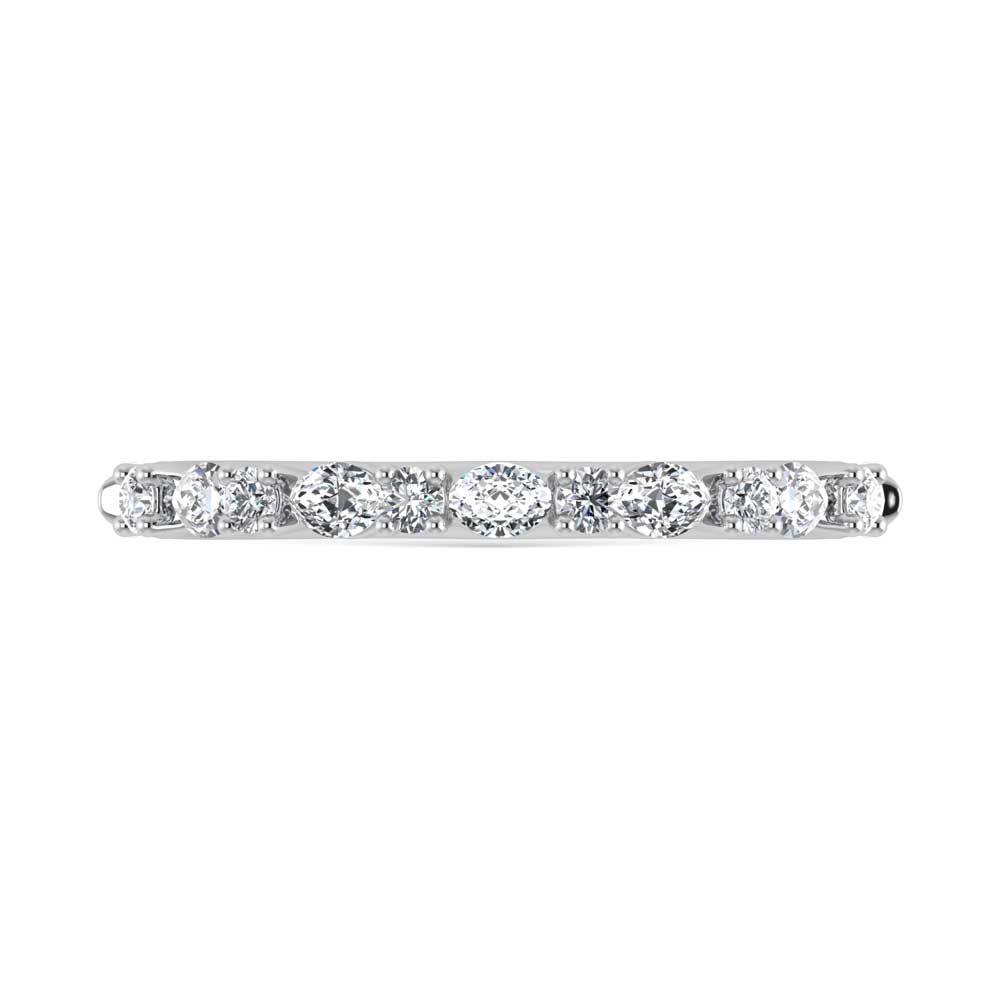 14K White Gold Lab Grown Diamond 5/8 Ct.Tw. Marquise and Round Stackable Band