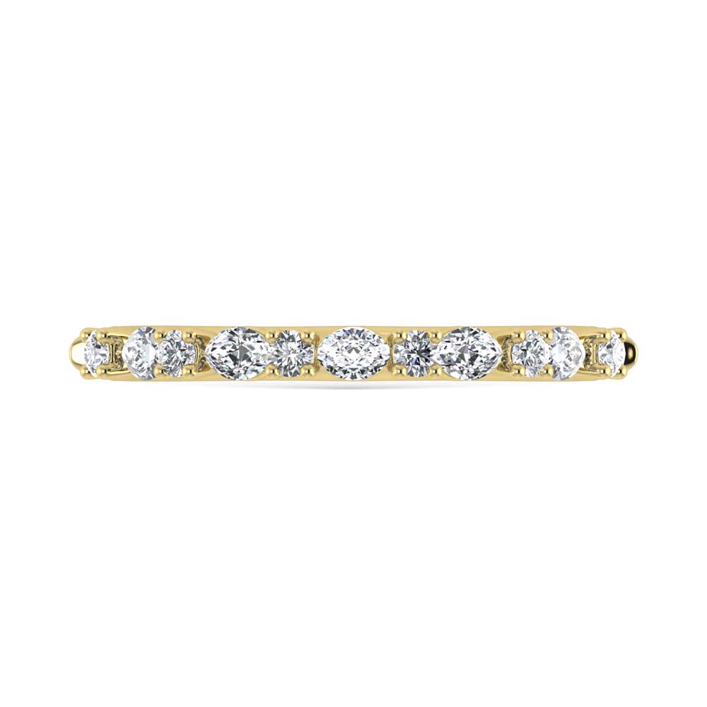 14K Yellow Gold Lab Grown Diamond 5/8 Ct.Tw. Marquise and Round Stackable Band