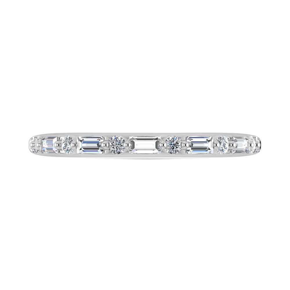 14K White Gold Lab Grown Diamond 1/3 Ct.Tw. Single Prong Set Round and Baguette Stackable Band