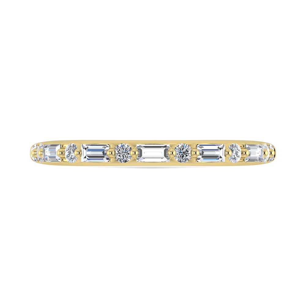 14K Yellow Gold Lab Grown Diamond 1/3 Ct.Tw. Single Prong Set Round and Baguette Stackable Band