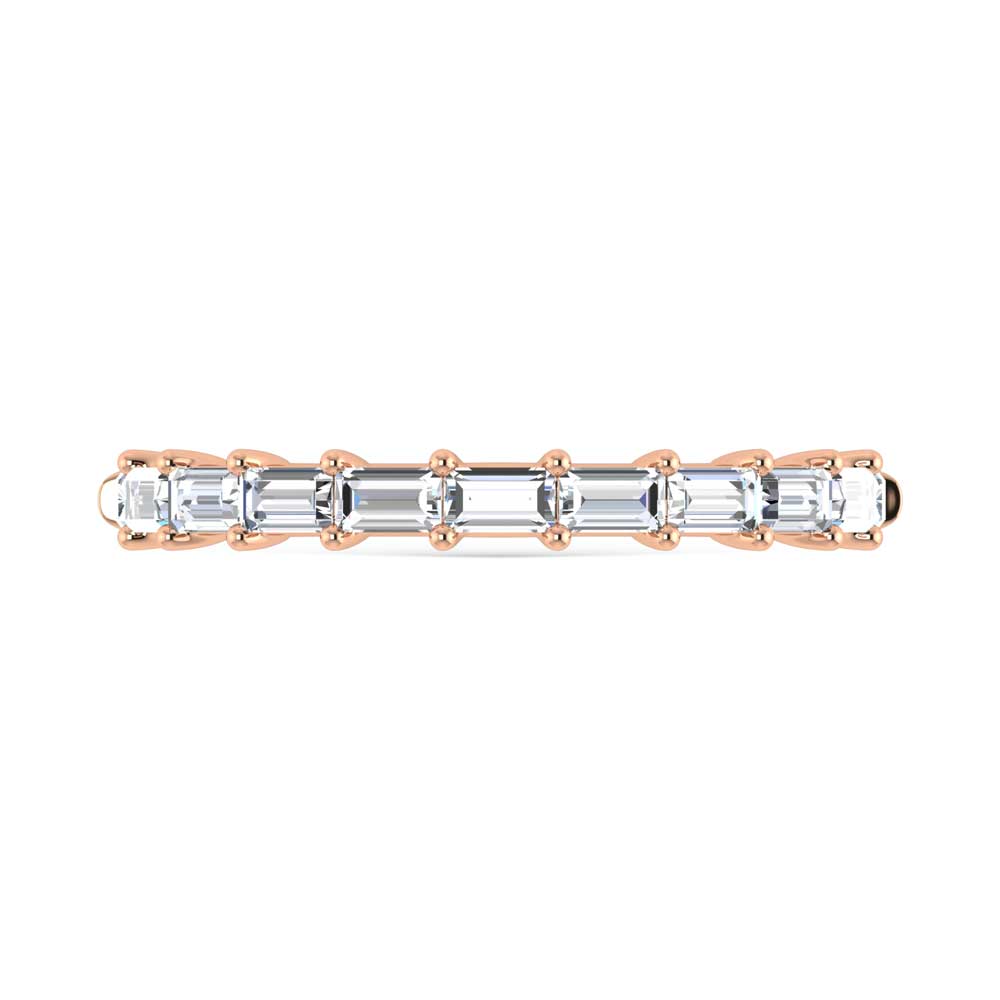 14K Rose Gold Lab Grown Diamond 1/3 Ct.Tw. Shared Prong Set Straight Baguette Stackable Band