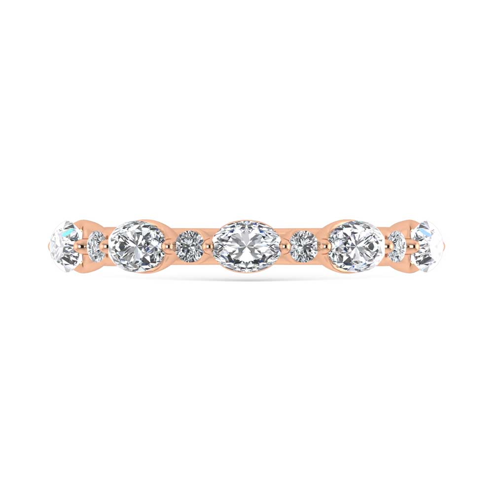 14K Rose Gold Lab Grown Diamond 1/3 Ct.Tw. Marquise and Round Shared Prong Set Stackable Band