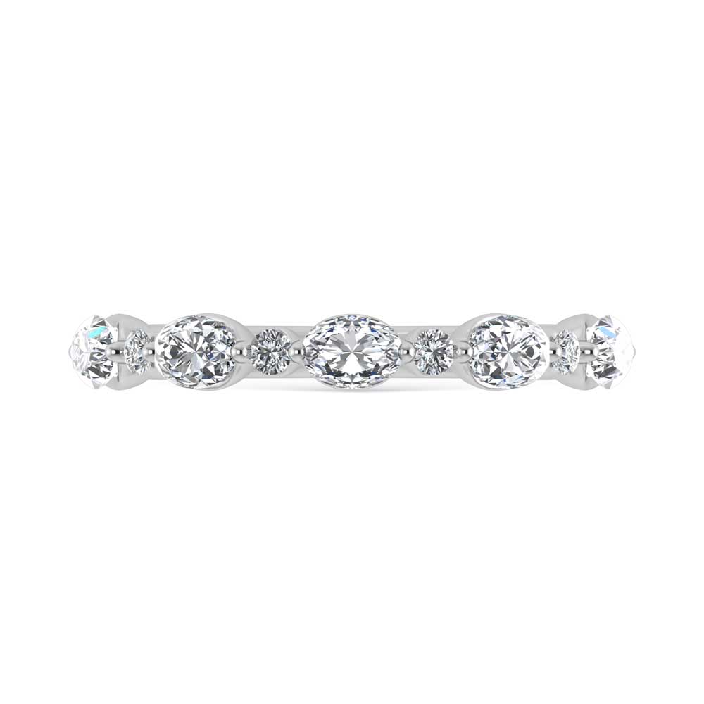 14K White Gold Lab Grown Diamond 1/3 Ct.Tw. Marquise and Round Shared Prong Set Stackable Band