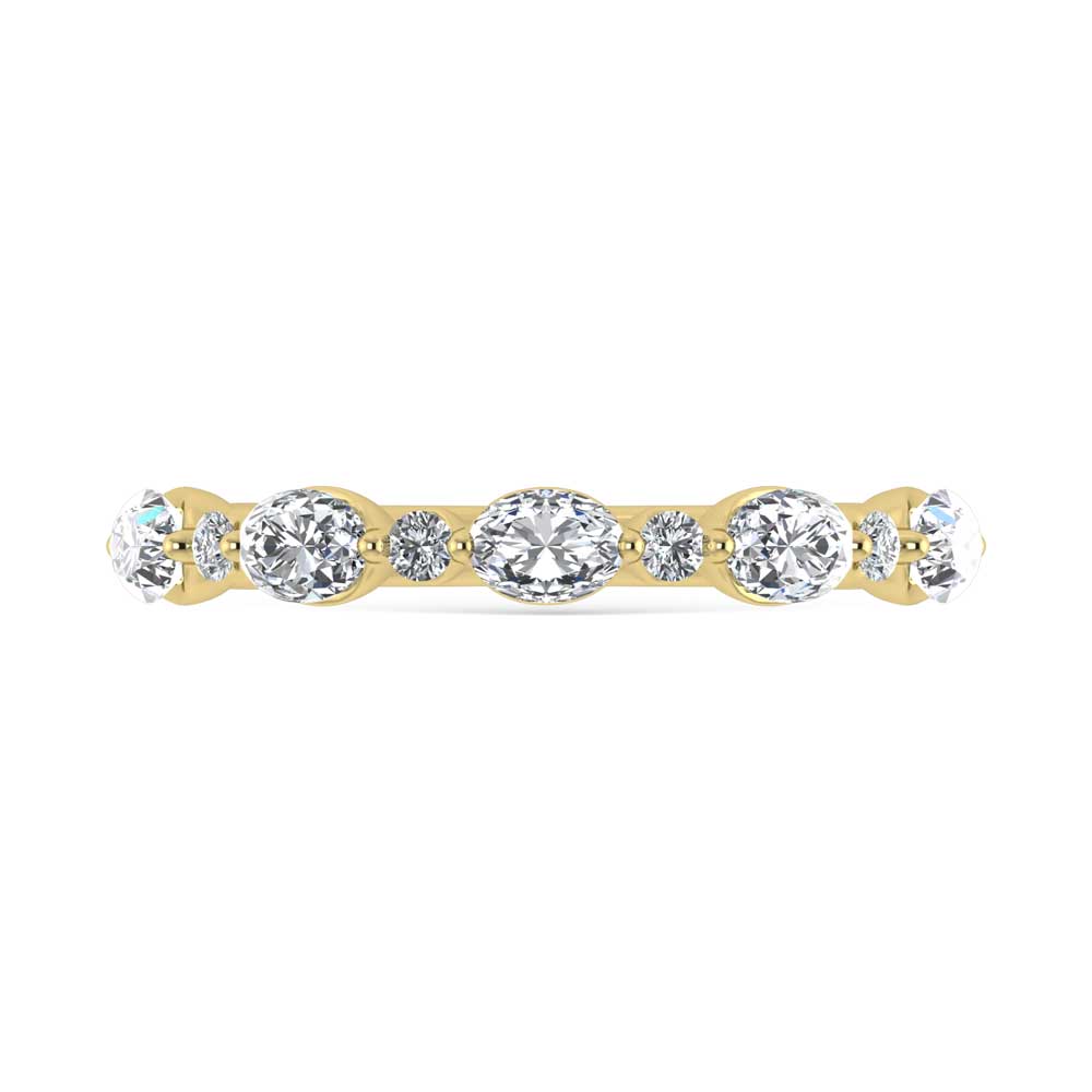 14K Yellow Gold Lab Grown Diamond 1/3 Ct.Tw. Marquise and Round Shared Prong Set Stackable Band