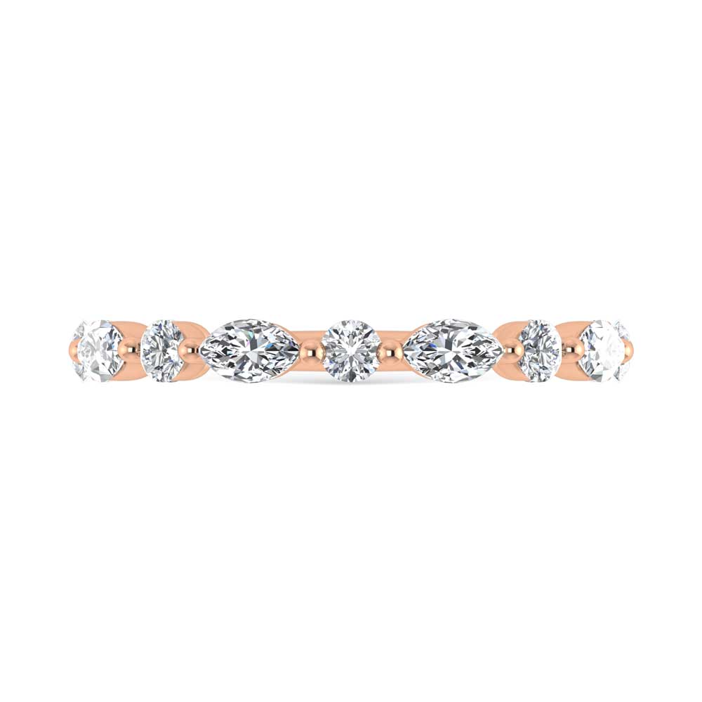 14K Rose Gold Lab Grown Diamond 1 Ct.Tw. Marquise and Round Stackable Band