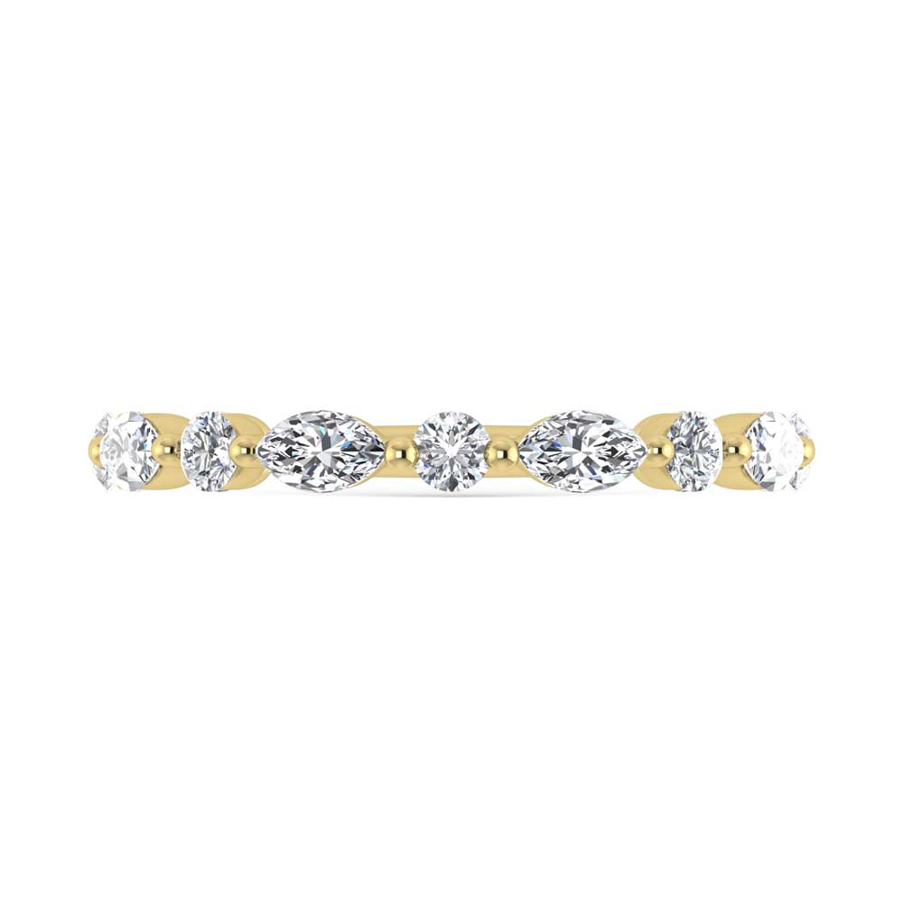 14K Yellow Gold Lab Grown Diamond 1 Ct.Tw. Marquise and Round Stackable Band