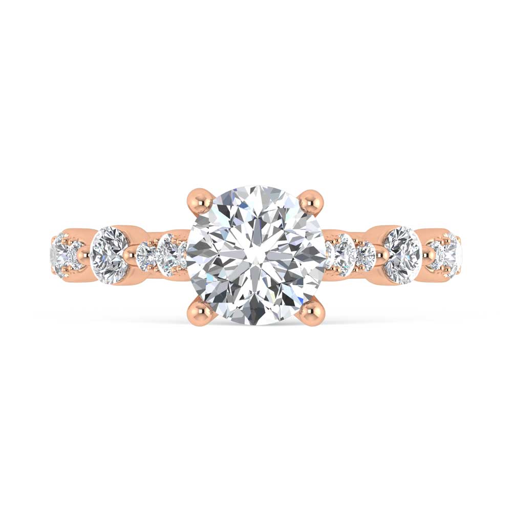 14K Rose Gold Lab Grown Diamond 2 1/2 Ct.Tw. Engagement Ring (Center Round 2ct)